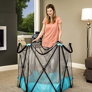 Regalo My Portable Play Yard Indoor and Outdoor, Washable, Aqua, 6-Panel